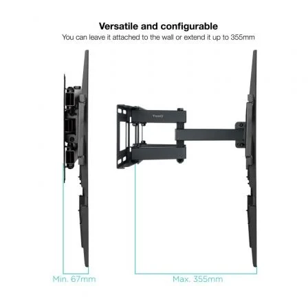 TooQ LP7846TN-B Soporte de Pared Giratorio e Inclinable para TV 32-70" hasta 40kg, Nivelable, VESA Universal, para Pantallas Curvas, Negro