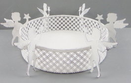 DKD Home Decor Bandeja de Metal Blanca 26x8x26 cm