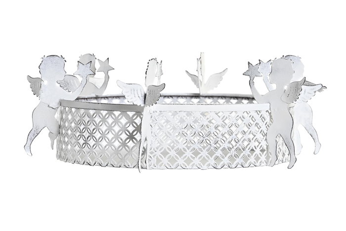 DKD Home Decor Bandeja de Metal Blanca 26x8x26 cm