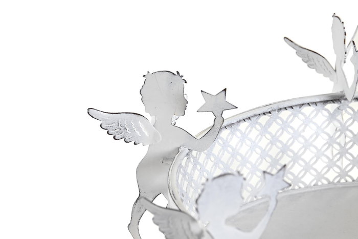 DKD Home Decor Bandeja de Metal Blanca 26x8x26 cm