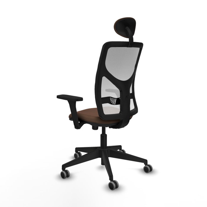Silla de oficina Motilla con mecanismo Sincro tapizada con Tela color Marrón oscuro y malla color Blanco. Equipada con lumbar 1D, Brazos 3D, Cabecero Fijo y Ruedas 65 mm parqué Silla de oficina Motilla con mecanismo Sincro tapizada con Tela color Marrón oscuro y malla color Blanco. Equipada con lumbar 1D, Brazos 3D, Cabecero Fijo y Ruedas 65 mm parqué