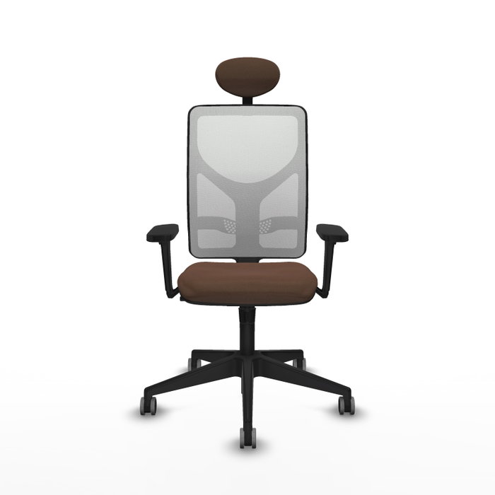 Silla de oficina Motilla con mecanismo Sincro tapizada con Tela color Marrón oscuro y malla color Blanco. Equipada con lumbar 1D, Brazos 3D, Cabecero Fijo y Ruedas 65 mm parqué Silla de oficina Motilla con mecanismo Sincro tapizada con Tela color Marrón oscuro y malla color Blanco. Equipada con lumbar 1D, Brazos 3D, Cabecero Fijo y Ruedas 65 mm parqué