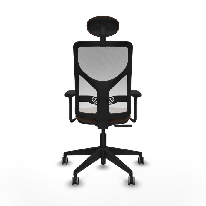 Silla de oficina Motilla con mecanismo Sincro tapizada con Tela color Marrón oscuro y malla color Blanco. Equipada con lumbar 1D, Brazos 3D, Cabecero Fijo y Ruedas 65 mm parqué Silla de oficina Motilla con mecanismo Sincro tapizada con Tela color Marrón oscuro y malla color Blanco. Equipada con lumbar 1D, Brazos 3D, Cabecero Fijo y Ruedas 65 mm parqué