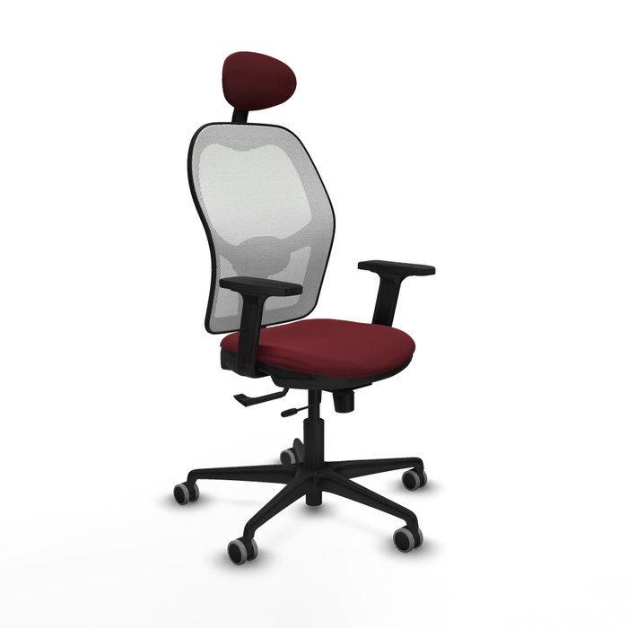 PIQUERAS Y CRESPO Silla de oficina Jorquera con mecanismo Sincro/Traslack Granate y Blanco PIQUERAS Y CRESPO Silla de oficina Jorquera con mecanismo Sincro/Traslack Granate y Blanco