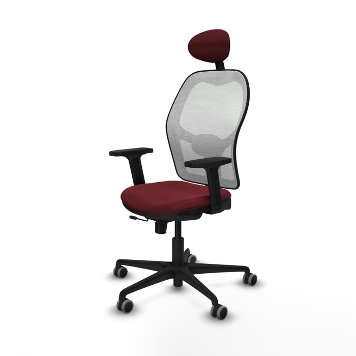 PIQUERAS Y CRESPO Silla de oficina Jorquera con mecanismo Sincro/Traslack Granate y Blanco PIQUERAS Y CRESPO Silla de oficina Jorquera con mecanismo Sincro/Traslack Granate y Blanco