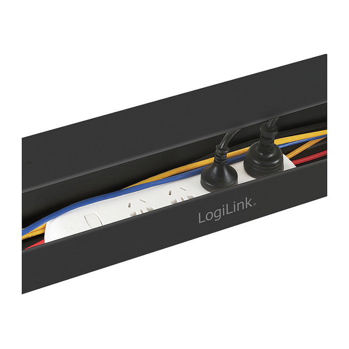 LogiLink KAB0070 Bandeja para cables de escritorio, acero, negro, 600 x 76 x 114mm