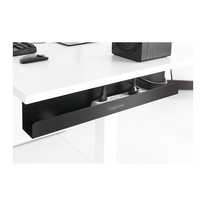 LogiLink KAB0070 Bandeja para cables de escritorio, acero, negro, 600 x 76 x 114mm
