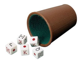 Cayro Cubilete Forrado y Dados de Póker Juego de Mesa para 2 Jugadores Plástico Edad Recomendada 9 Años