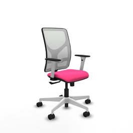 PIQUERAS Y CRESPO Silla de oficina Motilla Rosa y Blanco con mecanismo Sincro