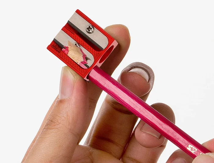 Liderpapel Sacapuntas Metálico Cuña 2 Usos Color Rojo