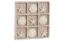 DKD Home Decor Juego de Mesa Mediterraneo 3 en Raya MDF y Resina Natural Blanco 20 x 20 x 1.7 cm (6 Unidades)