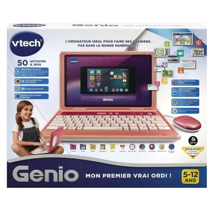 Vtech Genio, ¡Mi primera computadora real! Rosado - Computadora para Niños con Interfaz Real, Teclado QWERTY, Ratón y Pantalla 5'', Idioma Francés Vtech Genio, ¡Mi primera computadora real! Rosado - Computadora para Niños con Interfaz Real, Teclado QWERTY, Ratón y Pantalla 5'', Idioma Francés