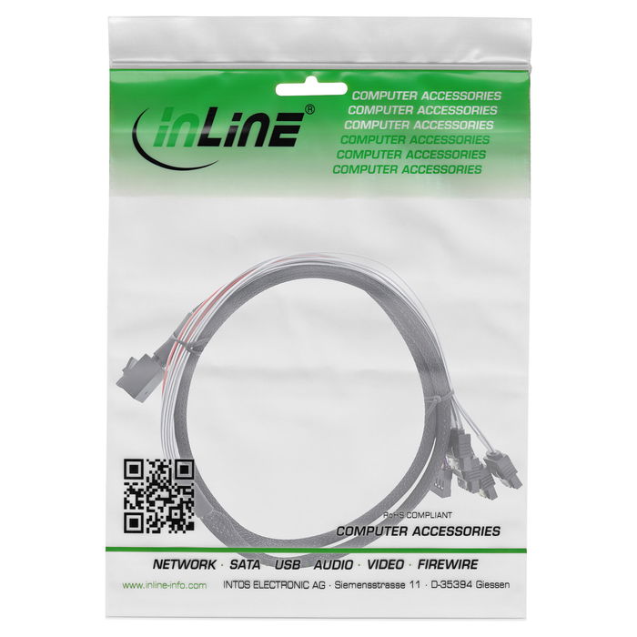 InLine Cable Adaptador SAS/SATA Mini SAS HD SFF-8643 a 4x SATA con Sideband 1 Metro