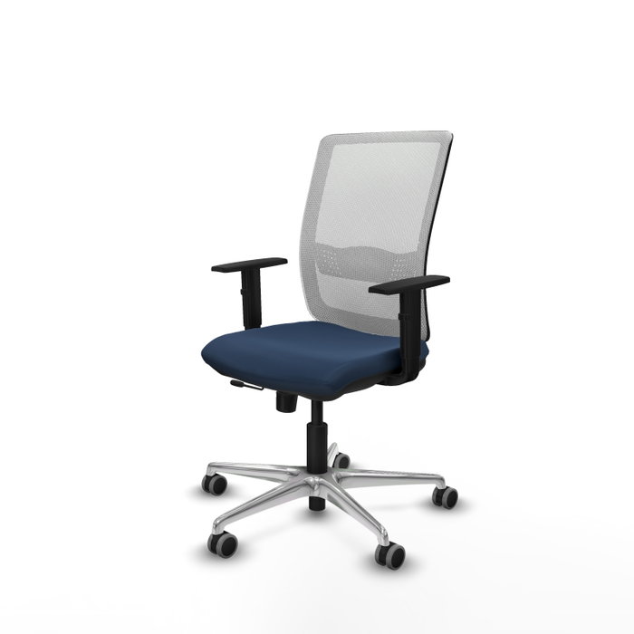 PIQUERAS Y CRESPO Silla de oficina Haches con mecanismo Sincro/Traslack, Azul marino y Blanco