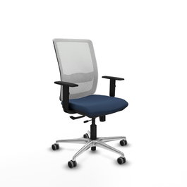 PIQUERAS Y CRESPO Silla de oficina Haches con mecanismo Sincro/Traslack, Azul marino y Blanco