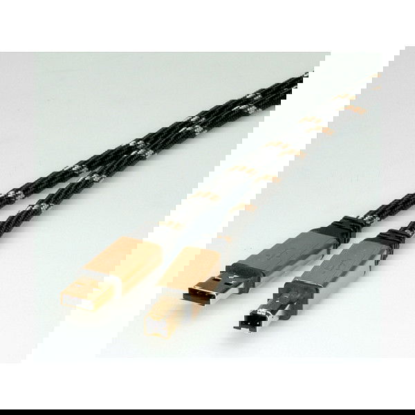 ROLINE Cable USB 2.0 3m, Tipo A a B (USB-A Macho - USB-B Macho), Conector Chapado en Oro, Negro, Ref. 11.02.8803