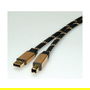 ROLINE Cable USB 2.0 3m, Tipo A a B (USB-A Macho - USB-B Macho), Conector Chapado en Oro, Negro, Ref. 11.02.8803