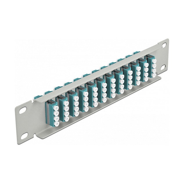 DeLOCK Patchpanel de fibra óptica 12 puertos LC Quad 10 pol aguamarina/gris