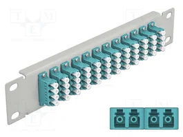 DeLOCK Panel de conexión de fibra óptica 10″ 12 puertos LC Quad gris