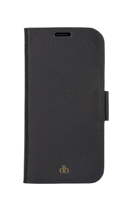 dbramante1928 New York Funda cartera magnética con tapa desmontable, cuero Saffiano negro noche, bolsillos para tarjetas, compatible con Apple iPhone 13 Pro Max