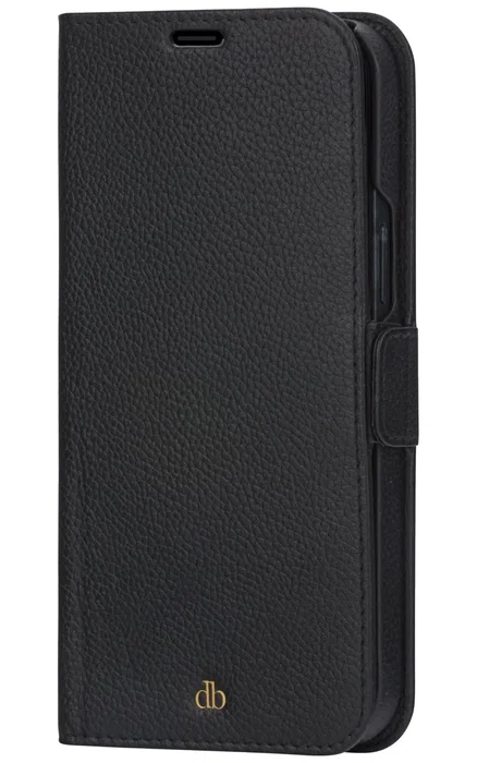 dbramante1928 New York Funda cartera magnética con tapa desmontable, cuero Saffiano negro noche, bolsillos para tarjetas, compatible con Apple iPhone 13 Pro Max