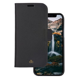 Dbramante1928 Detachable Magnetic Back-Cover Funda de Cuero Saffiano Negro Noche para Apple iPhone