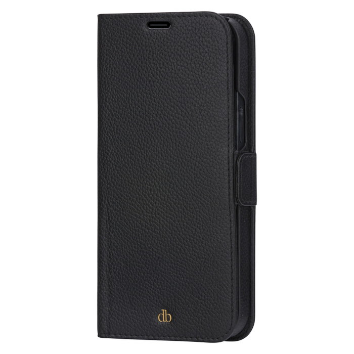 Dbramante1928 Detachable Magnetic Back-Cover Funda de Cuero Saffiano Negro Noche para Apple iPhone