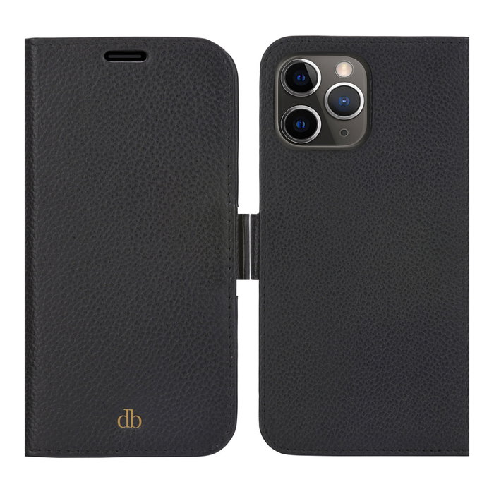 Dbramante1928 Detachable Magnetic Back-Cover Funda de Cuero Saffiano Negro Noche para Apple iPhone