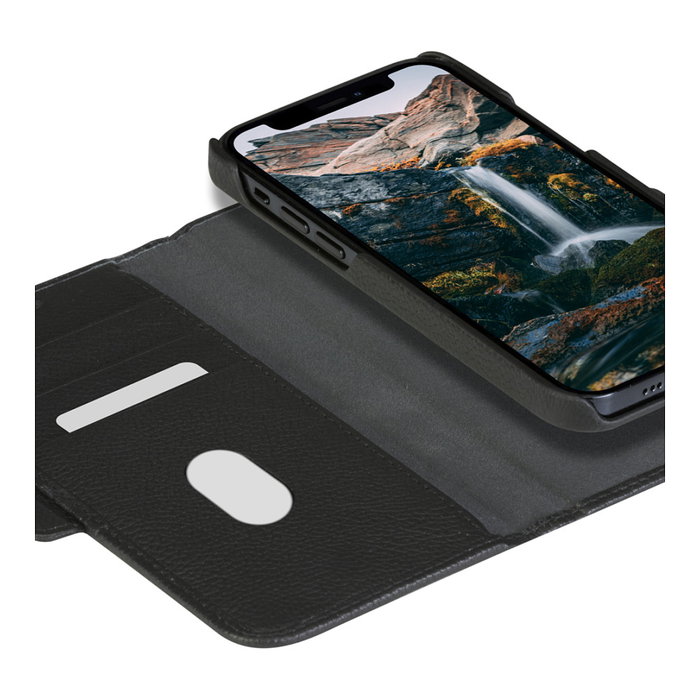 Dbramante1928 Detachable Magnetic Back-Cover Funda de Cuero Saffiano Negro Noche para Apple iPhone