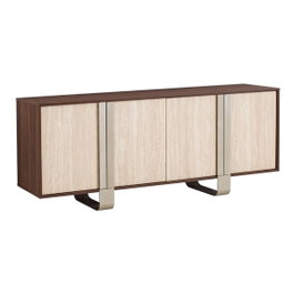 DKD Home Decor Buffet Simil Mármol Marrón y Beige