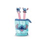 Karactermania Portatodo Cute Lilo y Stitch Aloha con 2 Bolis de 10 Colores Borrables, Convertible en Portalápices, Poliéster, Azul