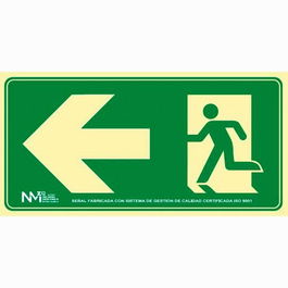 Archivo 2000 Señal Salida de Emergencia Izquierda 160x320 PVC Verde