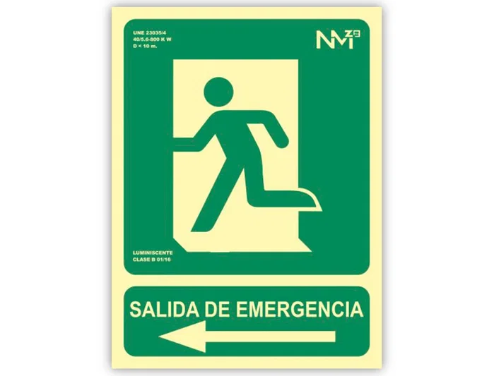 Archivo 2000 Señal Salida de Emergencia Izquierda Verde 160x320 mm
