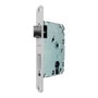 Micel Cre03 Cerradura de embutir para puertas de madera con canto redondo, cilindro perfil europeo (no incluido), medidas 50/47mm, acero, níquel satinado