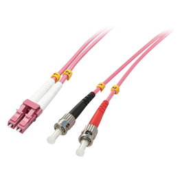 Lindy Cable de fibra óptica OM4 LC/ST de 3 m Rosa