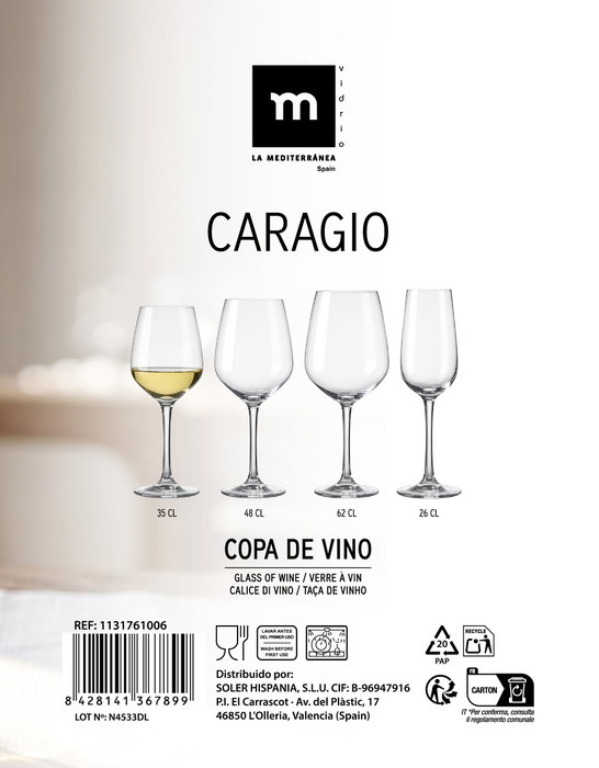 La Mediterranea Copa de Vino Caragio 35 cl (24 Unidades) inevitable La Mediterranea Copa de Vino Caragio 35 cl (24 Unidades) inevitable