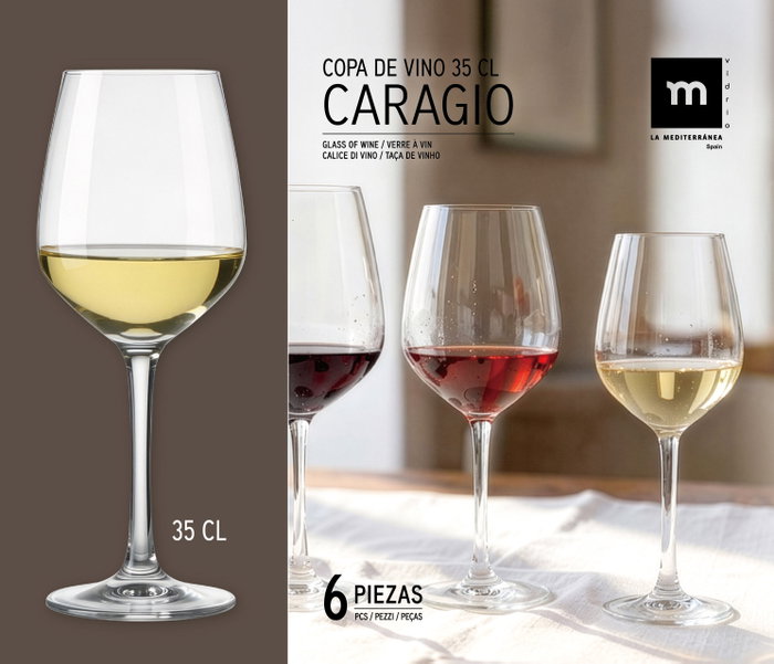 La Mediterranea Copa de Vino Caragio 35 cl (24 Unidades) inevitable La Mediterranea Copa de Vino Caragio 35 cl (24 Unidades) inevitable