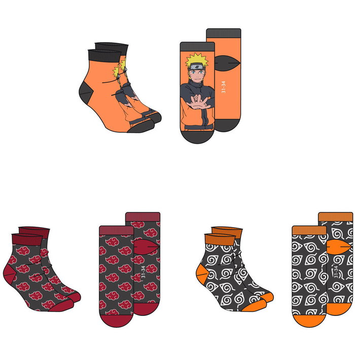 PIERROT Set 3 Calcetines Naruto Shippuden Adulto Surtido Tallas 39-45 PIERROT Set 3 Calcetines Naruto Shippuden Adulto Surtido Tallas 39-45