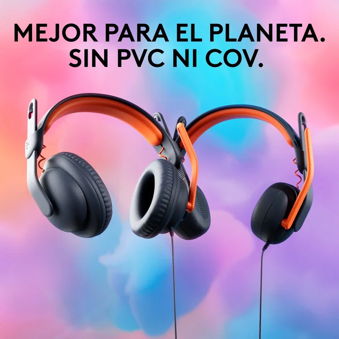 Logitech Zone Learn Auriculares con Micrófono Diadema Alámbrico para Educación/Niños, Conector 3.5mm y USB-C, Compatible PC/Mac/ChromeOS, Color Azul y Naranja