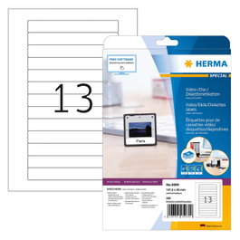 HERMA Etiquetas de vídeo A4 blanco 147,3x20 mm, 325 unidades
