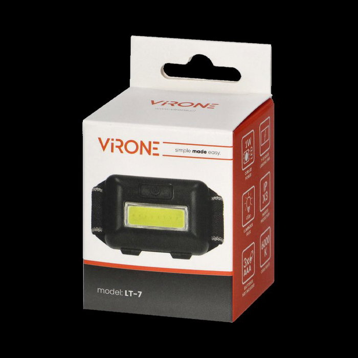 ORNO LT-7 Linterna Frontal LED con Luz Blanca Recargable de 150 Lúmenes para Running, Trekking y Senderismo - Negra