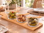 Kinvara Set de 3 Cuencos de Cristal con Cuchara y Bandeja de Bambú