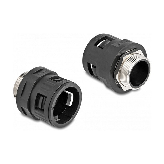 DeLOCK Racor fijo de rosca externa M32 negro (2 unidades)