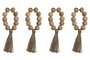 DKD Home Decor Servilletero Boho Natural Acacia Yute Set de 4 Piezas 2 x 7.5 x 7.5 cm