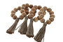 DKD Home Decor Servilletero Boho Natural Acacia Yute Set de 4 Piezas 2 x 7.5 x 7.5 cm