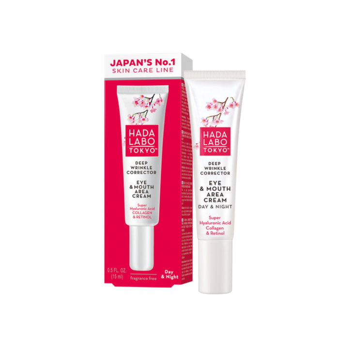 Hada Labo, Ácido hialurónico y colágeno, Antiarrugas, Día & Noche, Crema para los ojos, 15 ml