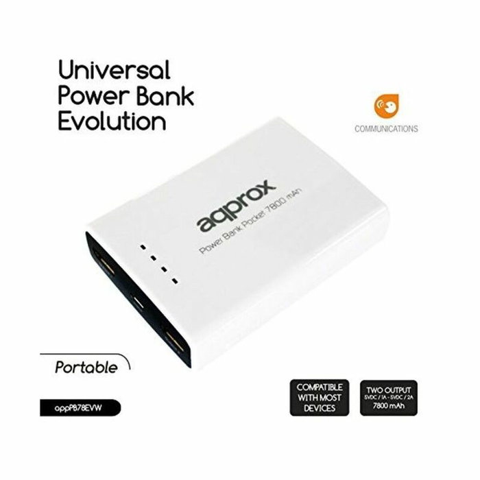 Approx Power Bank de bolsillo Universal Evolution 7800 mAh (Blanco)