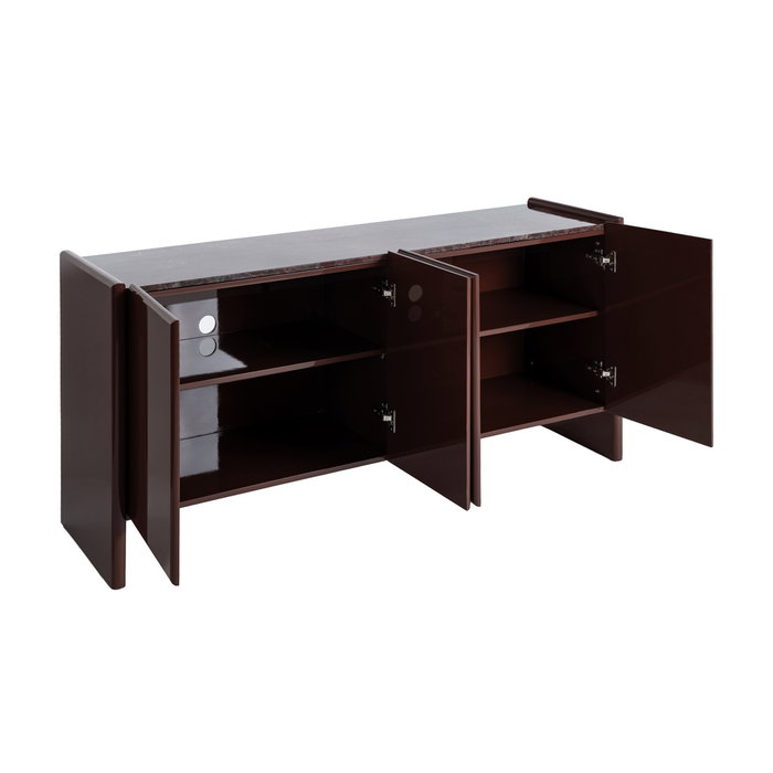 Aparador Lacado Granate Mármol-Dm Salón 163 X 45 X 75 cm Aparador Lacado Granate Mármol-Dm Salón 163 X 45 X 75 cm