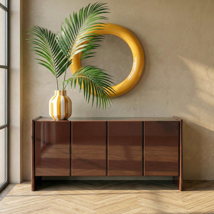 Aparador Lacado Granate Mármol-Dm Salón 163 X 45 X 75 cm Aparador Lacado Granate Mármol-Dm Salón 163 X 45 X 75 cm