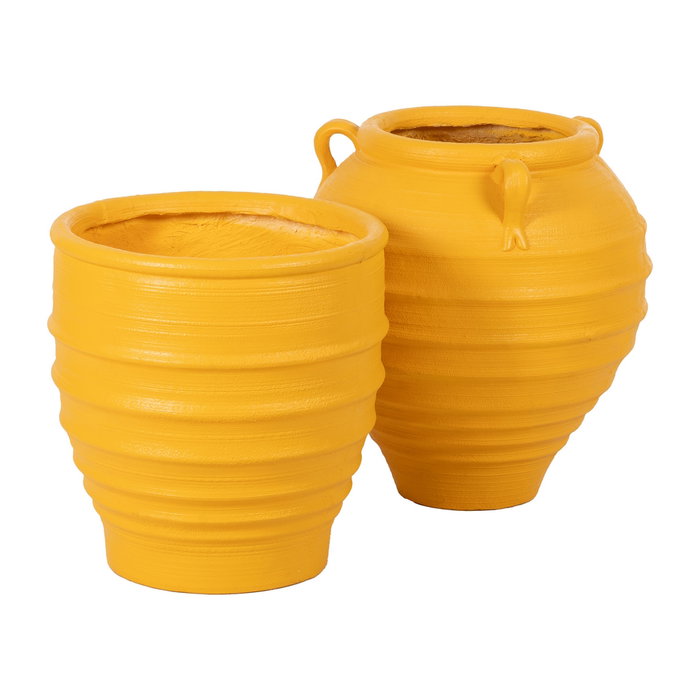 Macetero Amarillo Resina Decoración 49,30 X 49,30 X 51 cm